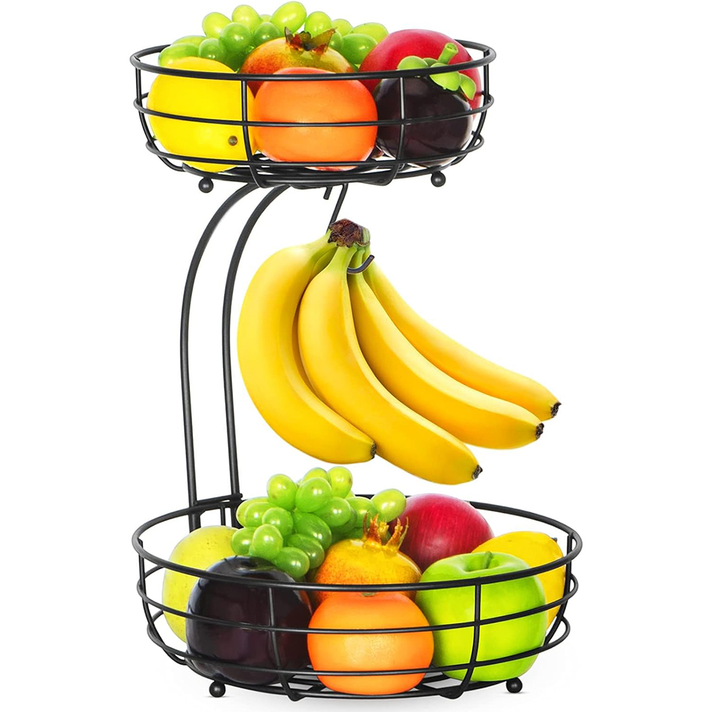 Compost Bin Countertop - LMETJMA 2-Tier Aanrecht Fruitmand Kom met